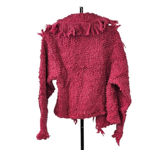 Anthropologie Cozy Textured Kimono Pink Shaggy Wool Blend One Size Wrap - Picture 5 of 9